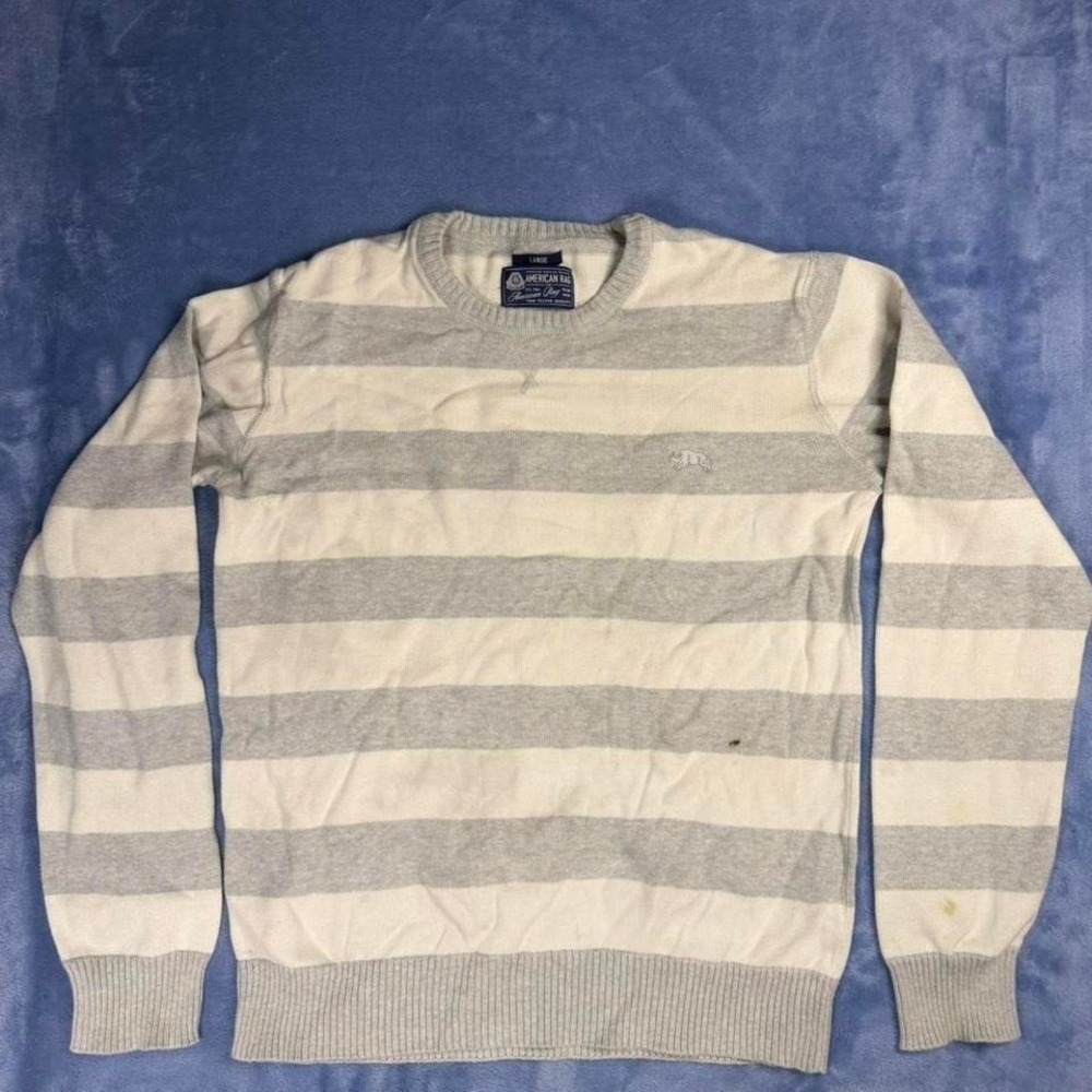 American Rag‎ grey striped sweater men Size L